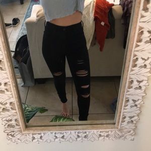 Black high waisted  ripped jeans